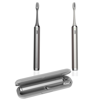 Metal texture  rechargeable Sonic toothbrush with toothbrush sanitizer case